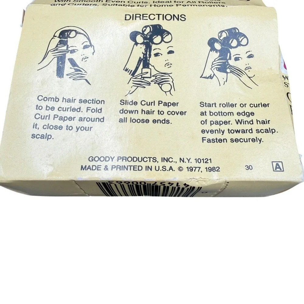 Vintage 80s Goody Wet Strength Curl Papers 500 Hair Styling Perm Wrap 130 New